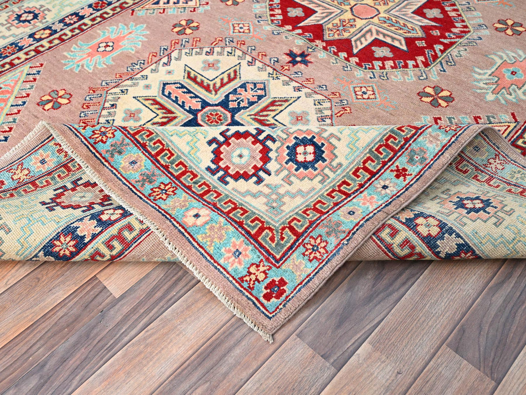 6'4" x 9'2" New Hand Knotted Pink Wool Rectangle Oriental Rug - MOA10286785