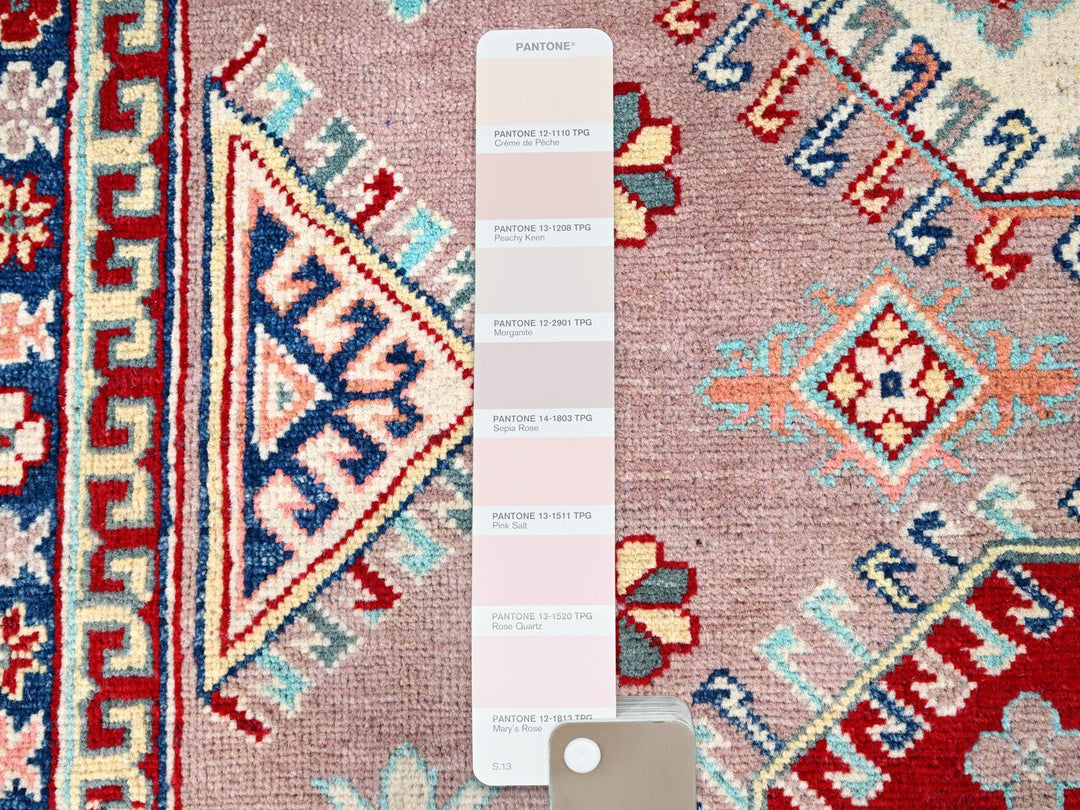 6'4" x 9'2" New Hand Knotted Pink Wool Rectangle Oriental Rug - MOA10286785