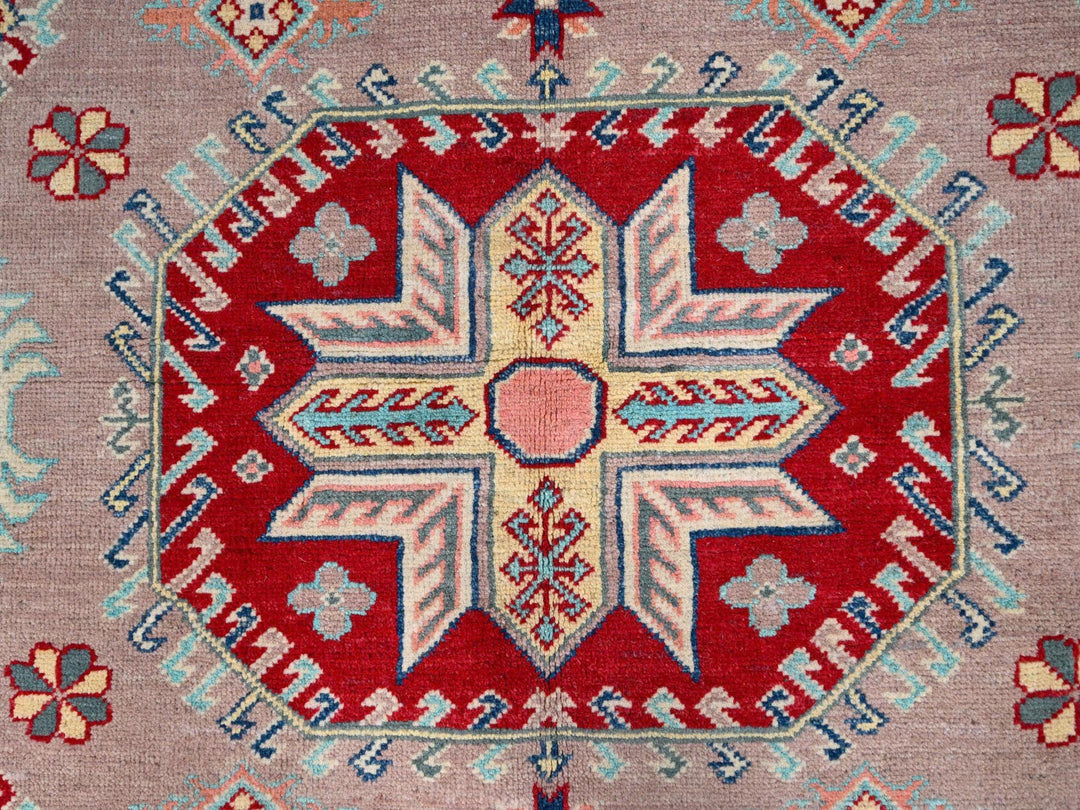 6'4" x 9'2" New Hand Knotted Pink Wool Rectangle Oriental Rug - MOA10286785