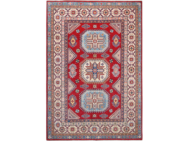 6'0" x 8'9" New Hand Knotted Red Wool Rectangle Oriental Rug - MOA10286788