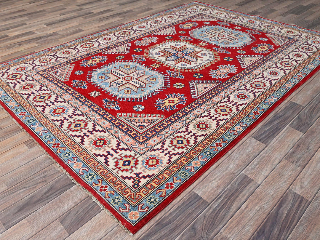 6'0" x 8'9" New Hand Knotted Red Wool Rectangle Oriental Rug - MOA10286788