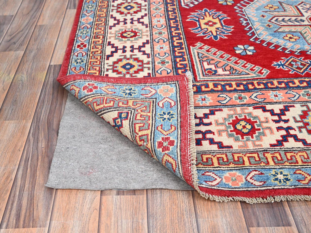 6'0" x 8'9" New Hand Knotted Red Wool Rectangle Oriental Rug - MOA10286788