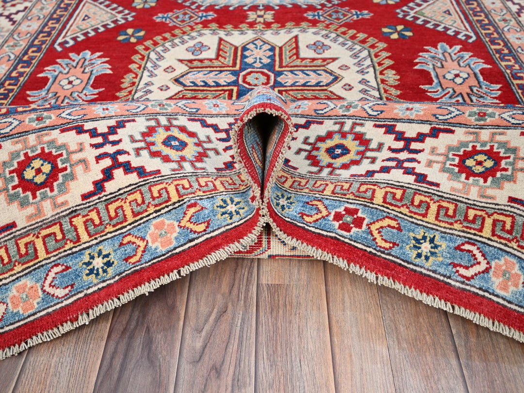 6'0" x 8'9" New Hand Knotted Red Wool Rectangle Oriental Rug - MOA10286788