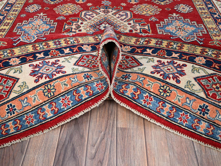 6'1" x 9'1" New Hand Knotted Red Wool Rectangle Oriental Rug - MOA10286789