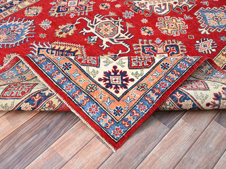 6'1" x 9'1" New Hand Knotted Red Wool Rectangle Oriental Rug - MOA10286789