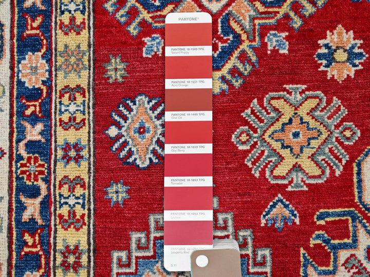 6'1" x 9'1" New Hand Knotted Red Wool Rectangle Oriental Rug - MOA10286789