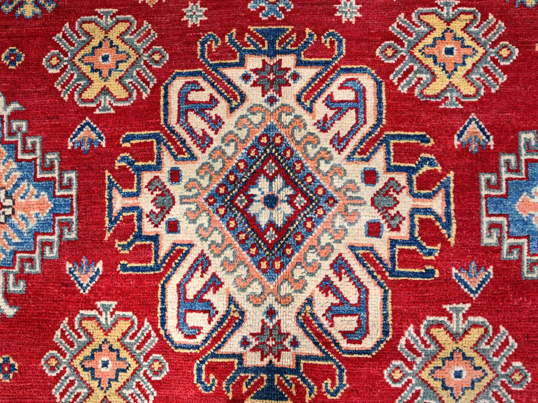 6'1" x 9'1" New Hand Knotted Red Wool Rectangle Oriental Rug - MOA10286789
