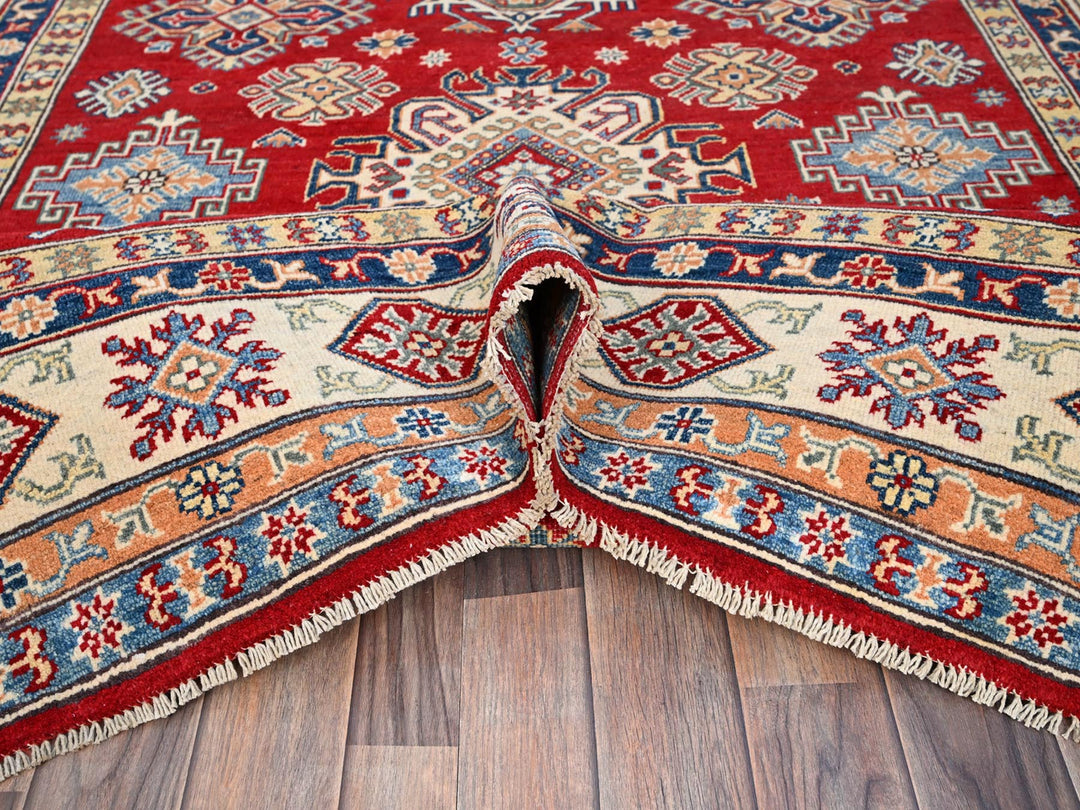 6'2" x 8'9" New Hand Knotted Red Wool Rectangle Oriental Rug - MOA10286790