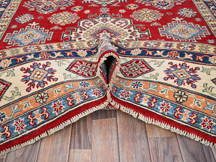 6'2" x 8'9" New Hand Knotted Red Wool Rectangle Oriental Rug - MOA10286790