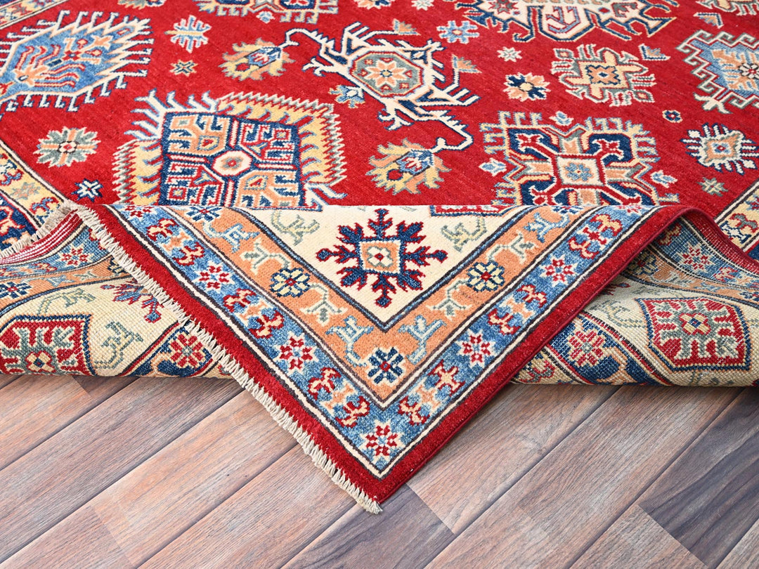 6'2" x 8'9" New Hand Knotted Red Wool Rectangle Oriental Rug - MOA10286790