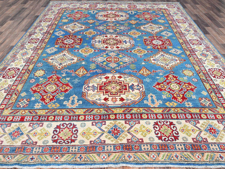 7'11" x 10'1" New Hand Knotted Blue Wool Rectangle Oriental Rug - MOA10286792