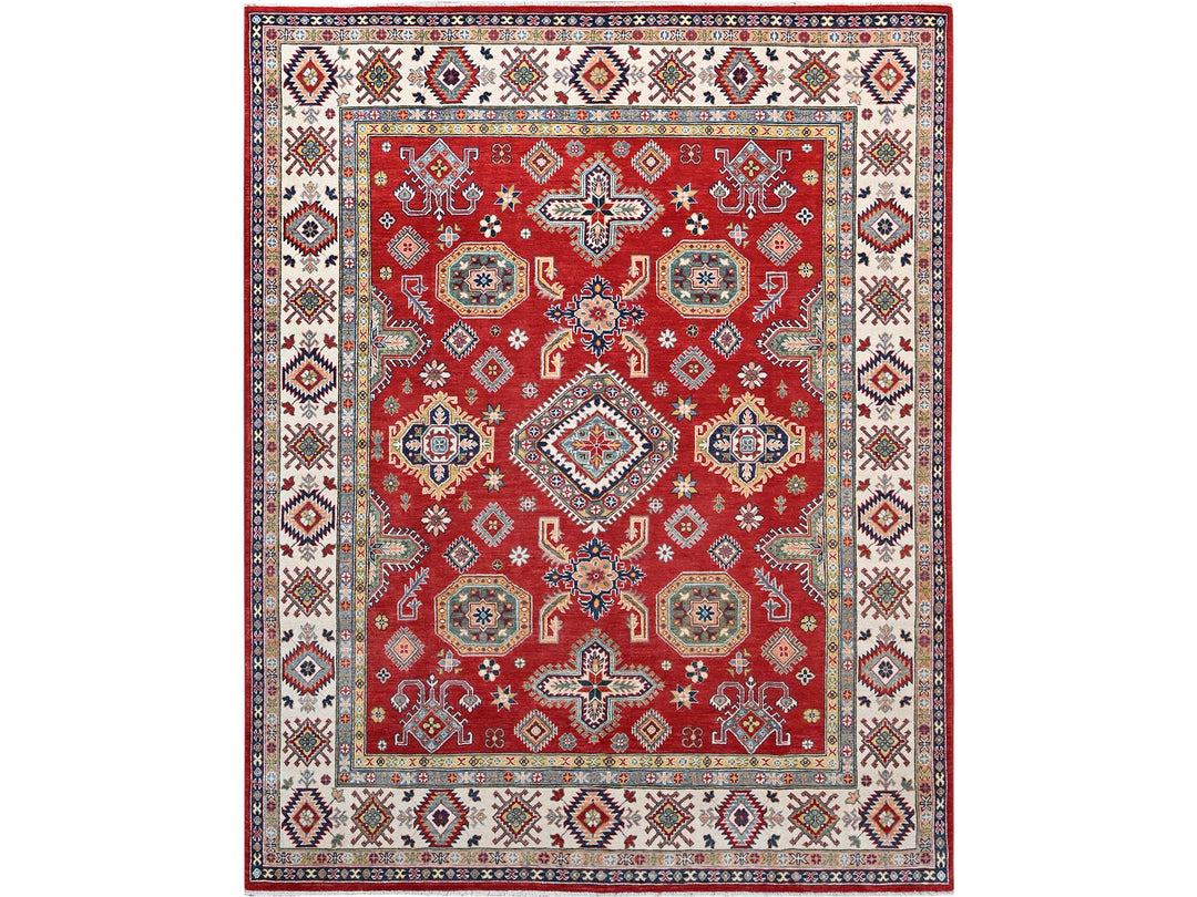 8'1" x 10'0" New Hand Knotted Red Wool Rectangle Oriental Rug - MOA10286794