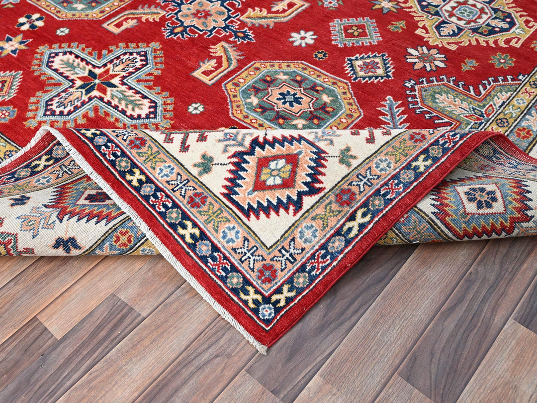 8'1" x 10'0" New Hand Knotted Red Wool Rectangle Oriental Rug - MOA10286794