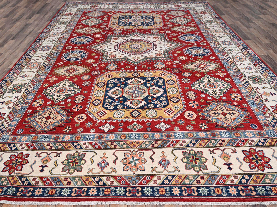 8'11" x 12'4" New Hand Knotted Red Wool Rectangle Oriental Rug - MOA10286801