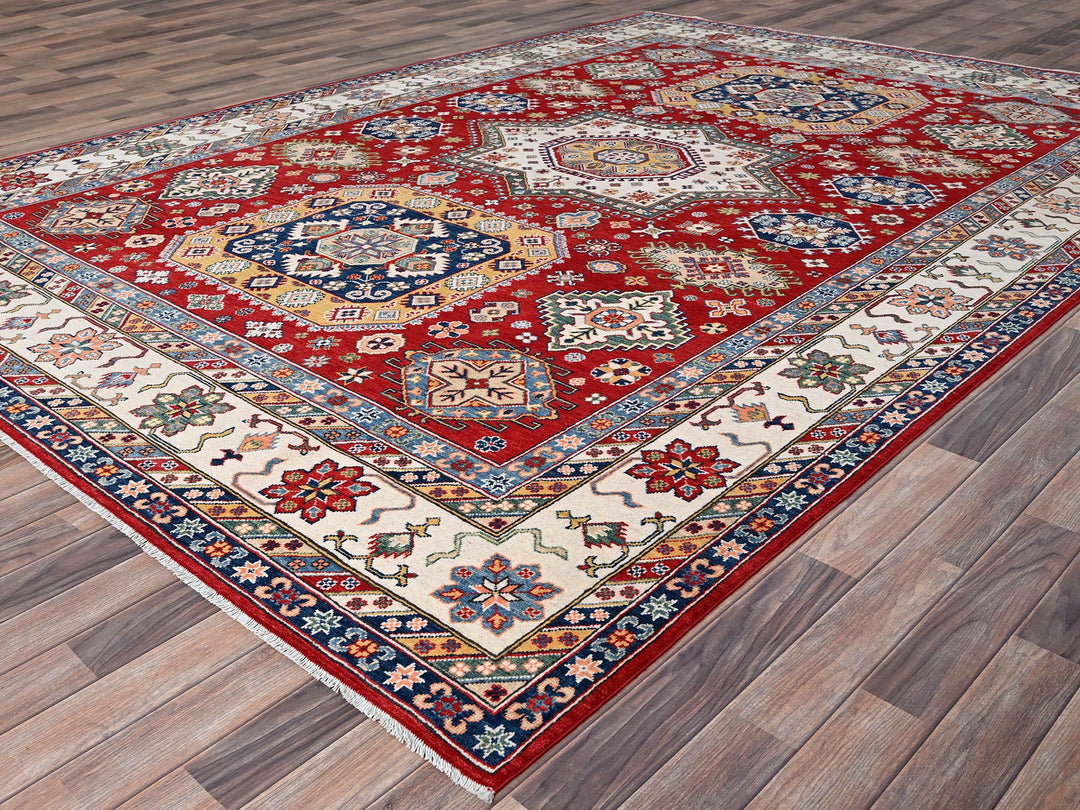 8'11" x 12'4" New Hand Knotted Red Wool Rectangle Oriental Rug - MOA10286801