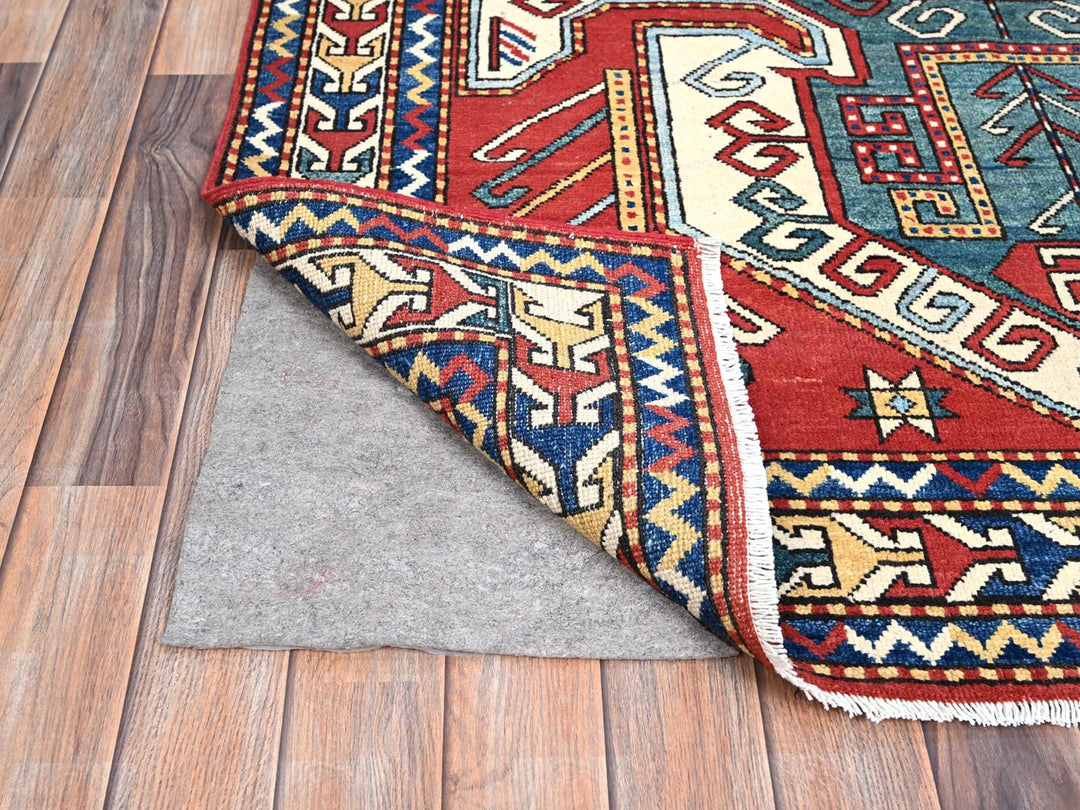 5'0" x 6'6" New Hand Knotted Red Wool Rectangle Oriental Rug - MOA10286809