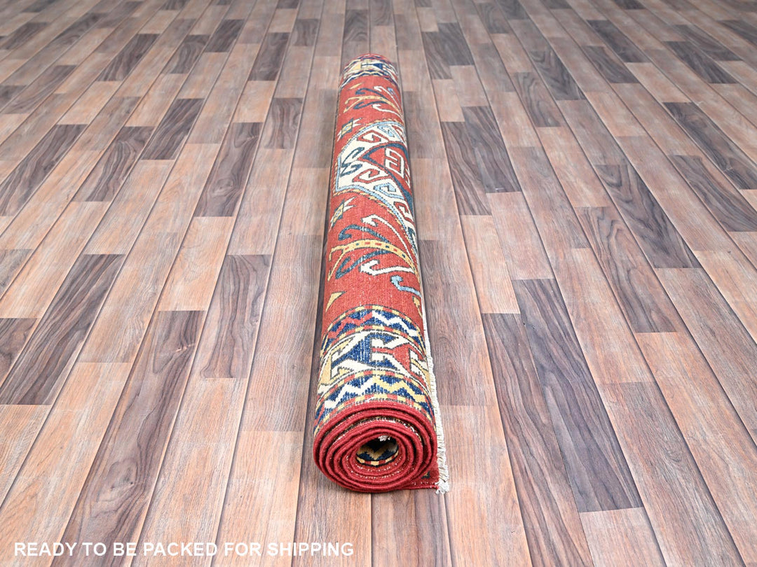 5'0" x 6'6" New Hand Knotted Red Wool Rectangle Oriental Rug - MOA10286809