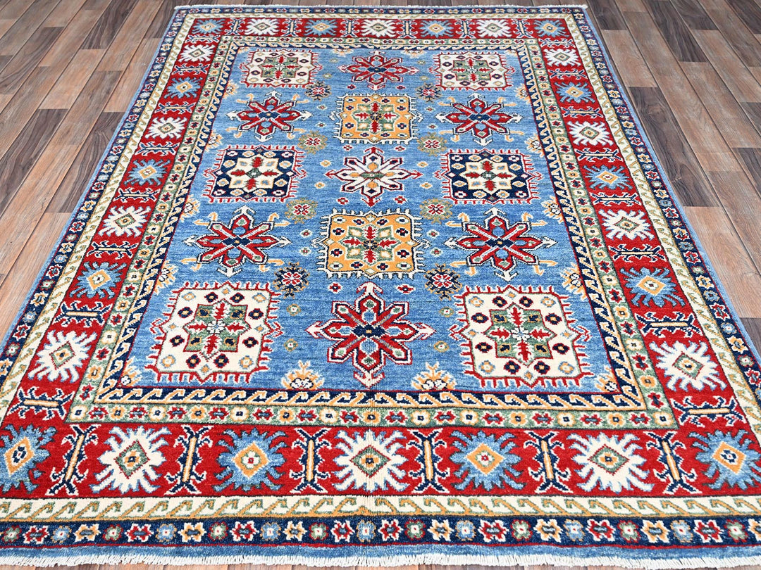 4'8" x 6'10" New Hand Knotted Blue Wool Rectangle Oriental Rug - MOA10286818