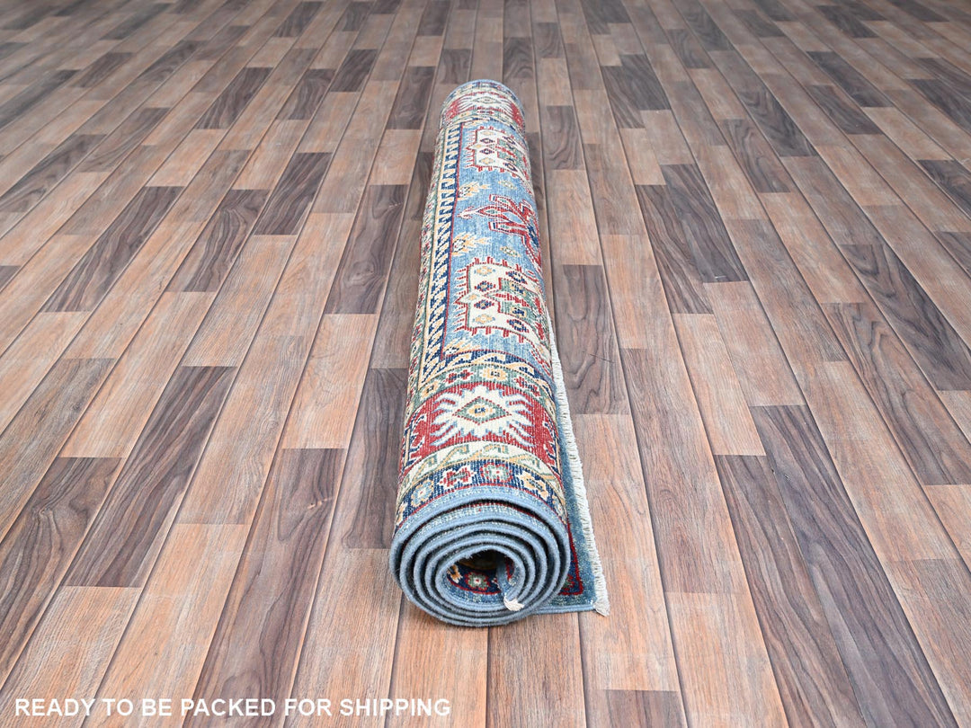 4'8" x 6'10" New Hand Knotted Blue Wool Rectangle Oriental Rug - MOA10286818