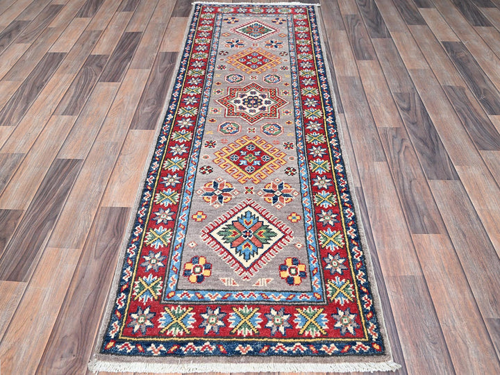 2'0" x 6'5" New Hand Knotted Grey Wool Runner Oriental Rug - MOA10286822