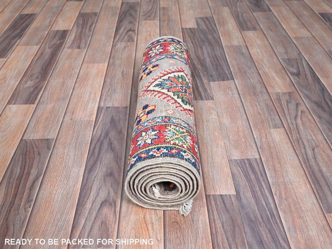 2'0" x 6'5" New Hand Knotted Grey Wool Runner Oriental Rug - MOA10286822