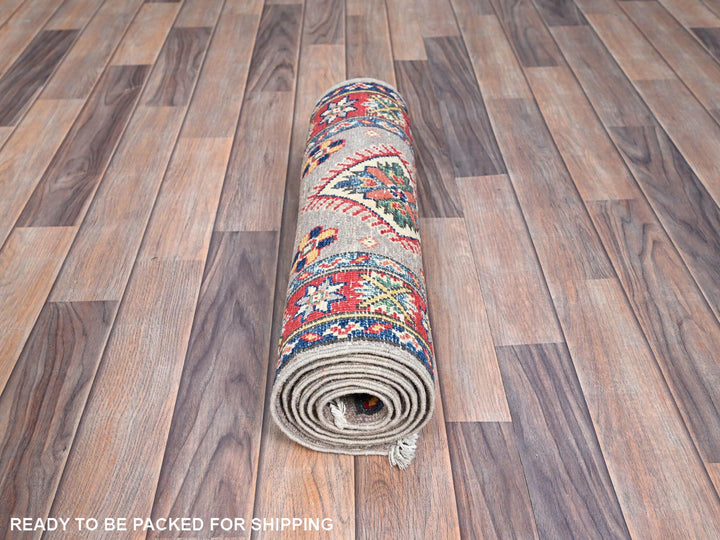 2'0" x 6'5" New Hand Knotted Grey Wool Runner Oriental Rug - MOA10286822