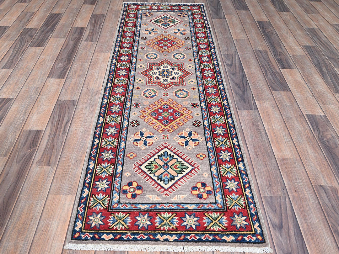 2'0" x 6'3" New Hand Knotted Grey Wool Runner Oriental Rug - MOA10286823