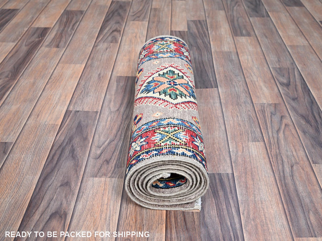 2'0" x 6'3" New Hand Knotted Grey Wool Runner Oriental Rug - MOA10286823