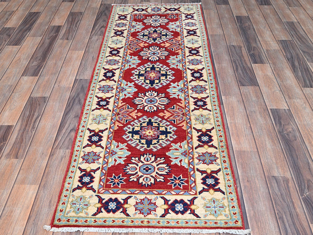 2'1" x 6'0" New Hand Knotted Red Wool Runner Oriental Rug - MOA10286830