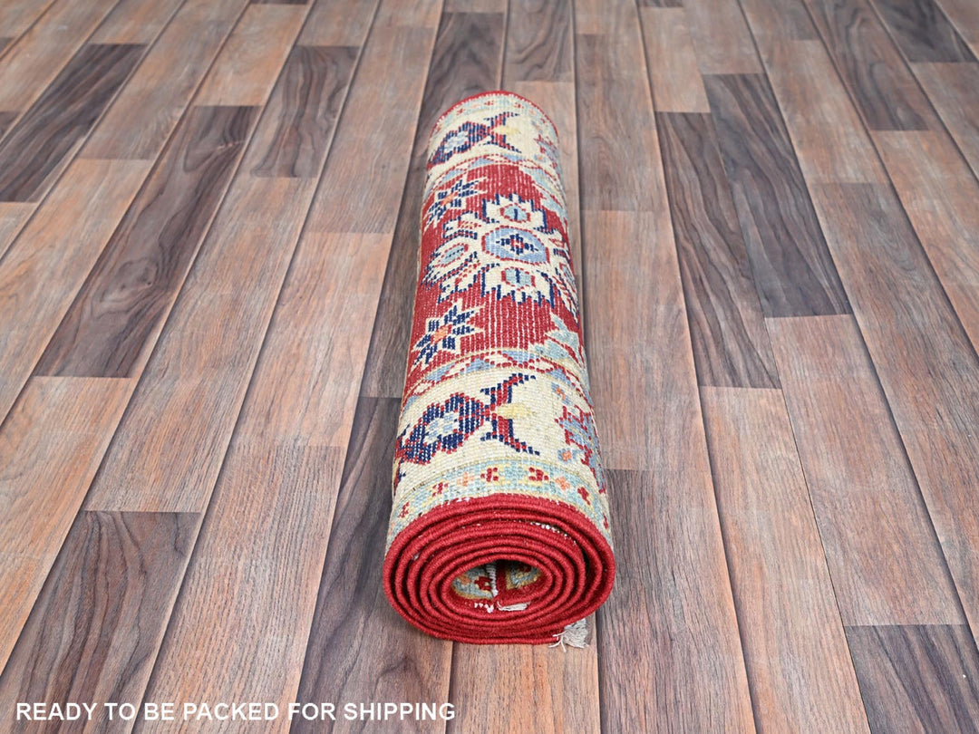 2'1" x 6'0" New Hand Knotted Red Wool Runner Oriental Rug - MOA10286830