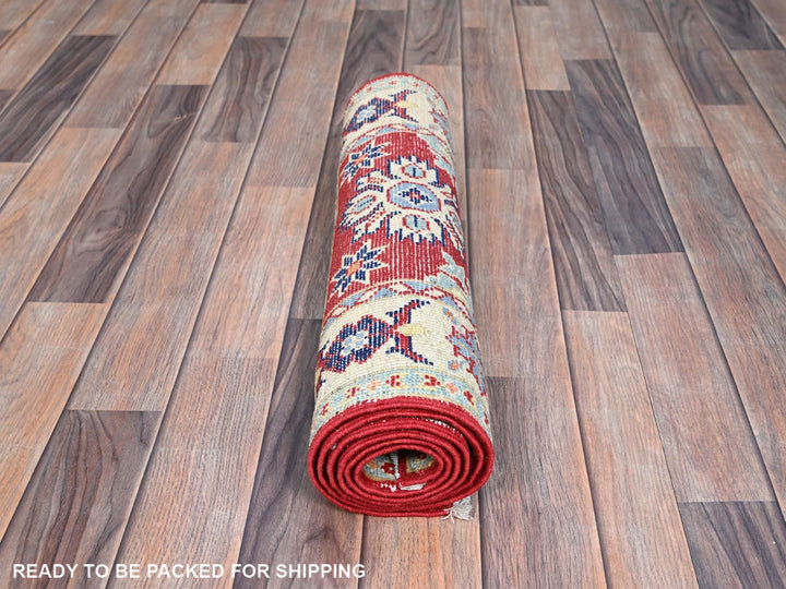 2'1" x 6'0" New Hand Knotted Red Wool Runner Oriental Rug - MOA10286830