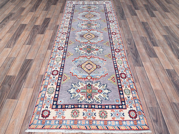 2'9" x 7'10" New Hand Knotted Grey Wool Runner Oriental Rug - MOA10286839