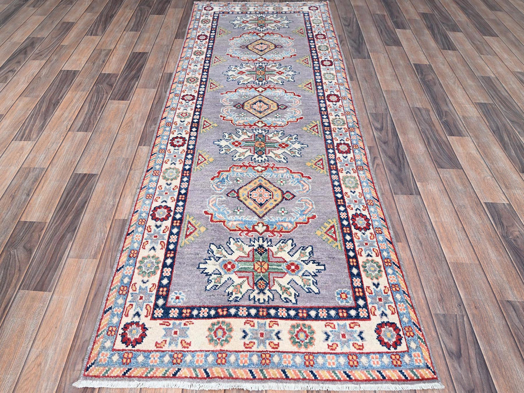 2'9" x 7'10" New Hand Knotted Grey Wool Runner Oriental Rug - MOA10286839