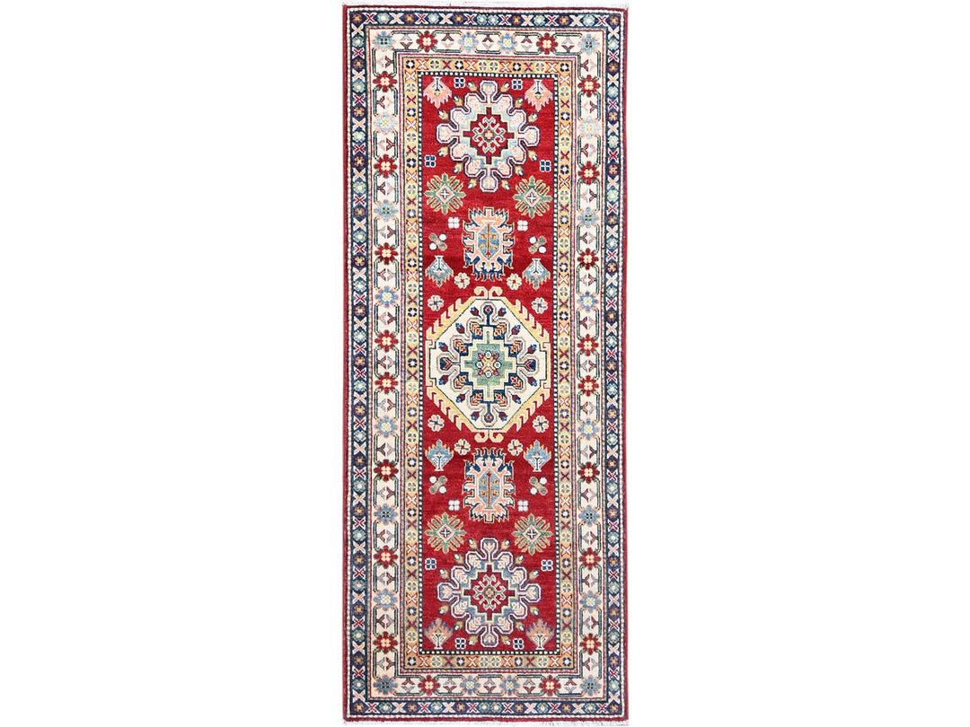 2'9" x 6'10" New Hand Knotted Red Wool Runner Oriental Rug - MOA10286841