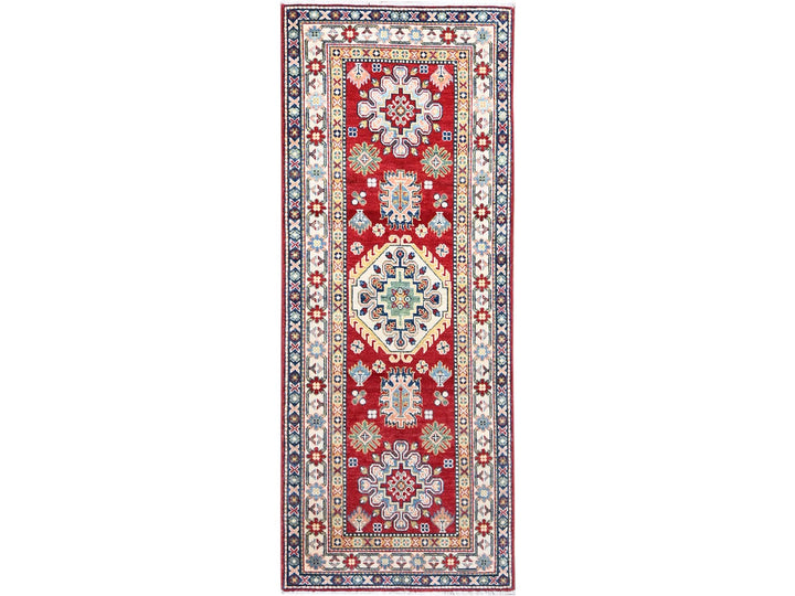 2'9" x 6'10" New Hand Knotted Red Wool Runner Oriental Rug - MOA10286841