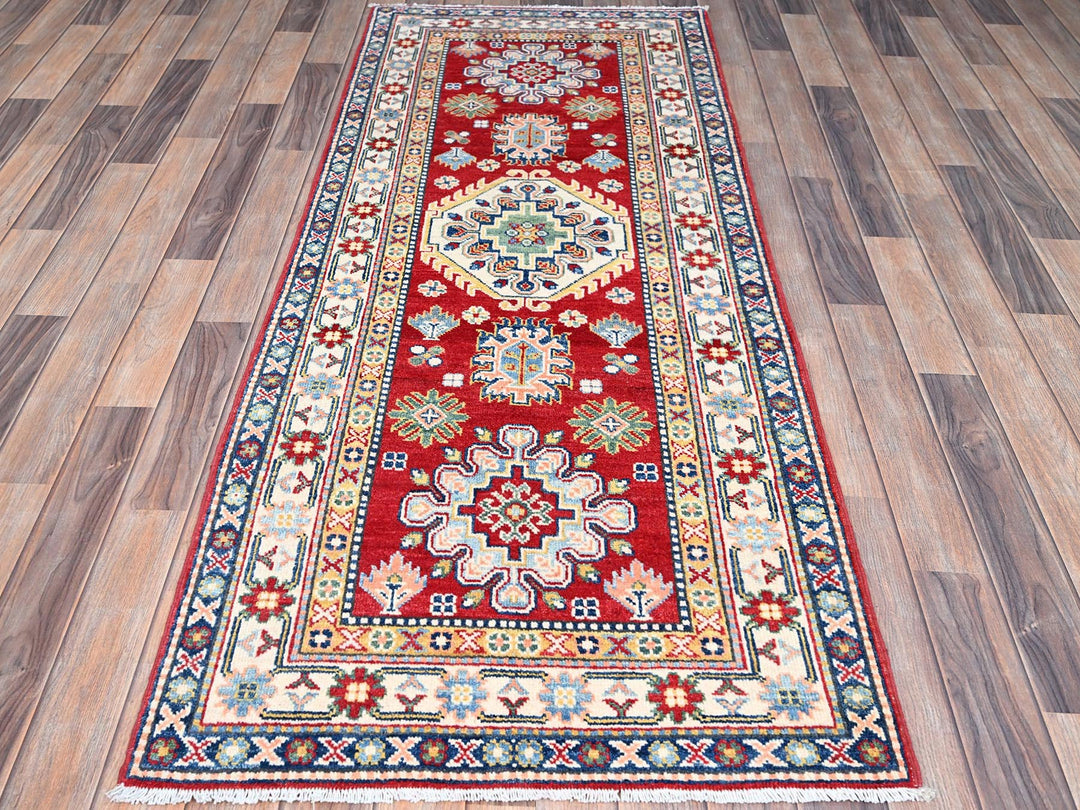 2'9" x 6'10" New Hand Knotted Red Wool Runner Oriental Rug - MOA10286841