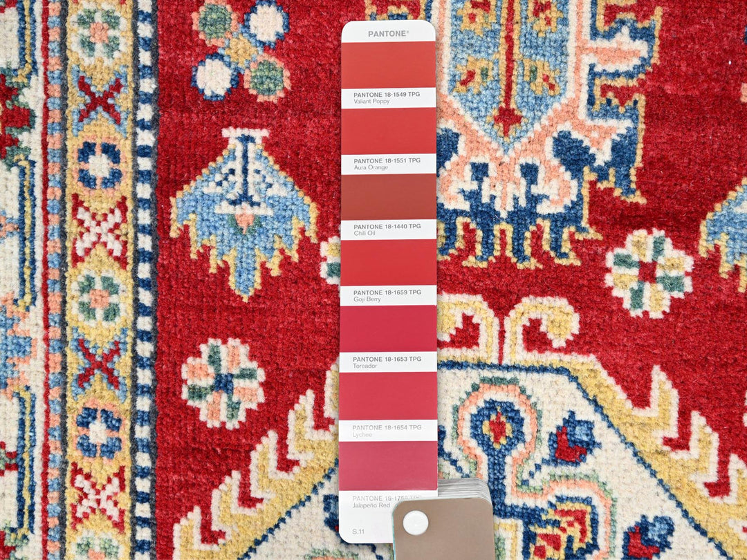 2'9" x 6'10" New Hand Knotted Red Wool Runner Oriental Rug - MOA10286841