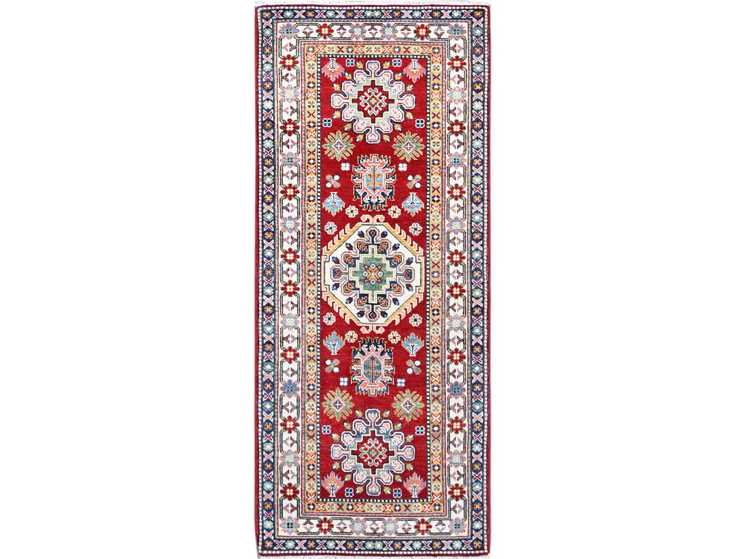 2'9" x 6'6" New Hand Knotted Red Wool Runner Oriental Rug - MOA10286843
