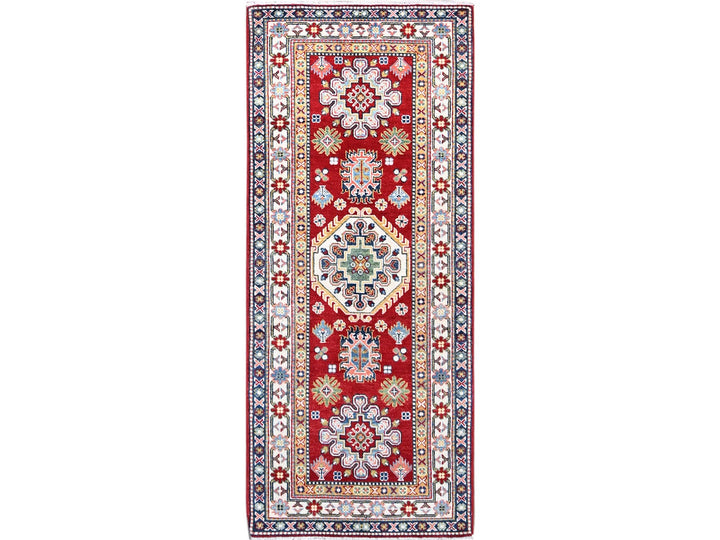 2'9" x 6'6" New Hand Knotted Red Wool Runner Oriental Rug - MOA10286843