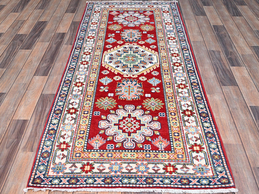 2'9" x 6'6" New Hand Knotted Red Wool Runner Oriental Rug - MOA10286843