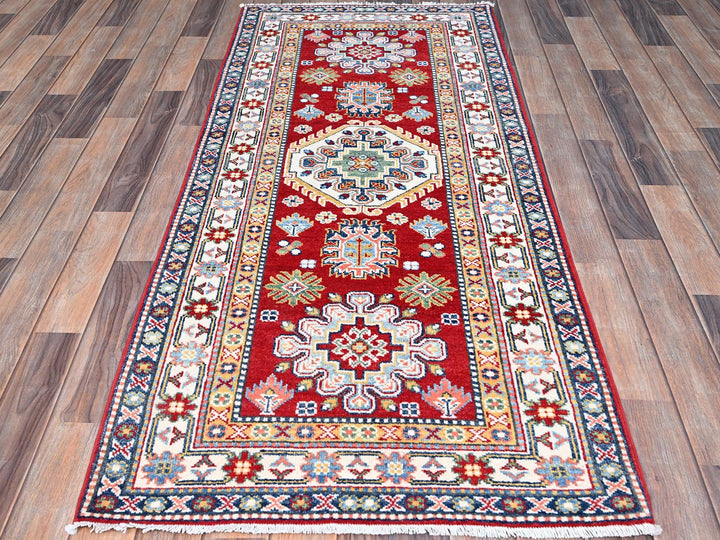 2'9" x 6'6" New Hand Knotted Red Wool Runner Oriental Rug - MOA10286843