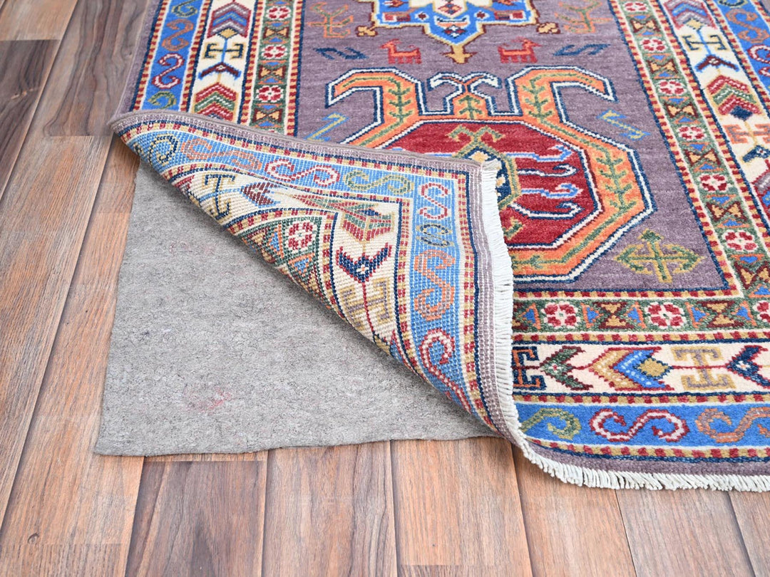 2'8" x 9'11" New Hand Knotted Grey Wool Runner Oriental Rug - MOA10286851