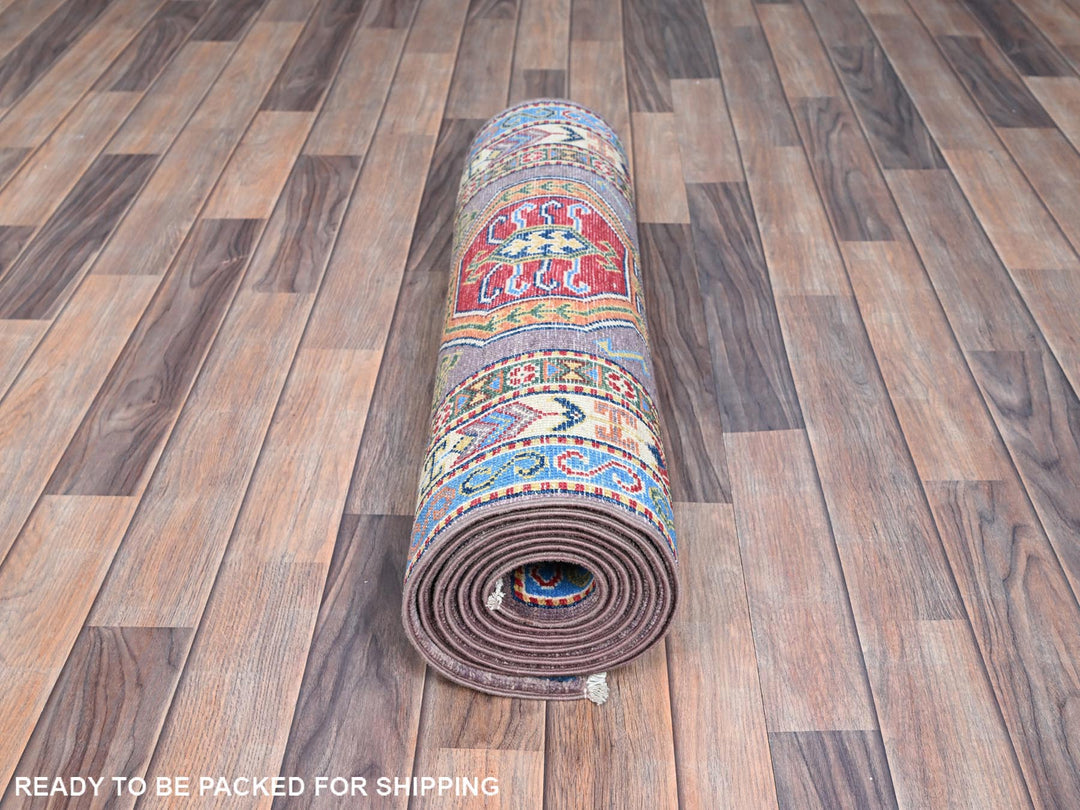 2'8" x 9'11" New Hand Knotted Grey Wool Runner Oriental Rug - MOA10286851