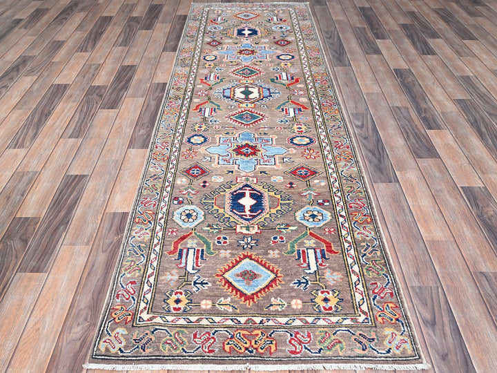 2'8" x 8'11" New Hand Knotted Grey Wool Runner Oriental Rug - MOA10286853