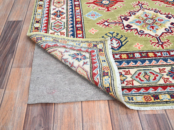 4'1" x 6'2" New Hand Knotted Green Wool Rectangle Oriental Rug - MOA10286878