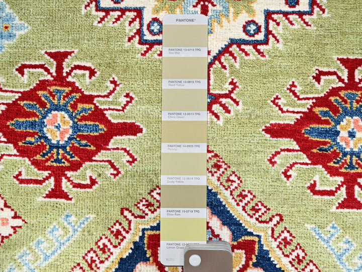 4'1" x 6'2" New Hand Knotted Green Wool Rectangle Oriental Rug - MOA10286878