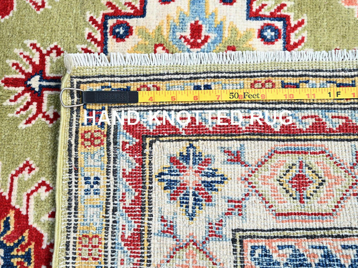 4'1" x 6'2" New Hand Knotted Green Wool Rectangle Oriental Rug - MOA10286878