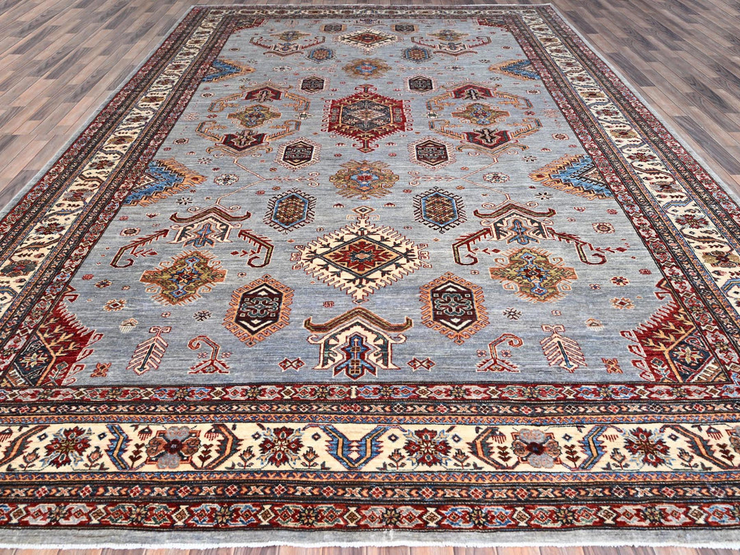 10'2" x 14'0" New Hand Knotted Grey Wool Rectangle Oriental Rug - MOA10286885