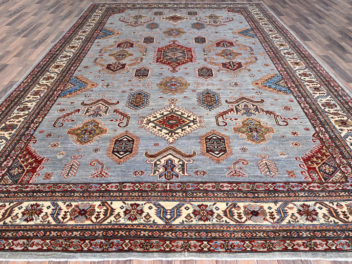 10'2" x 14'0" New Hand Knotted Grey Wool Rectangle Oriental Rug - MOA10286885