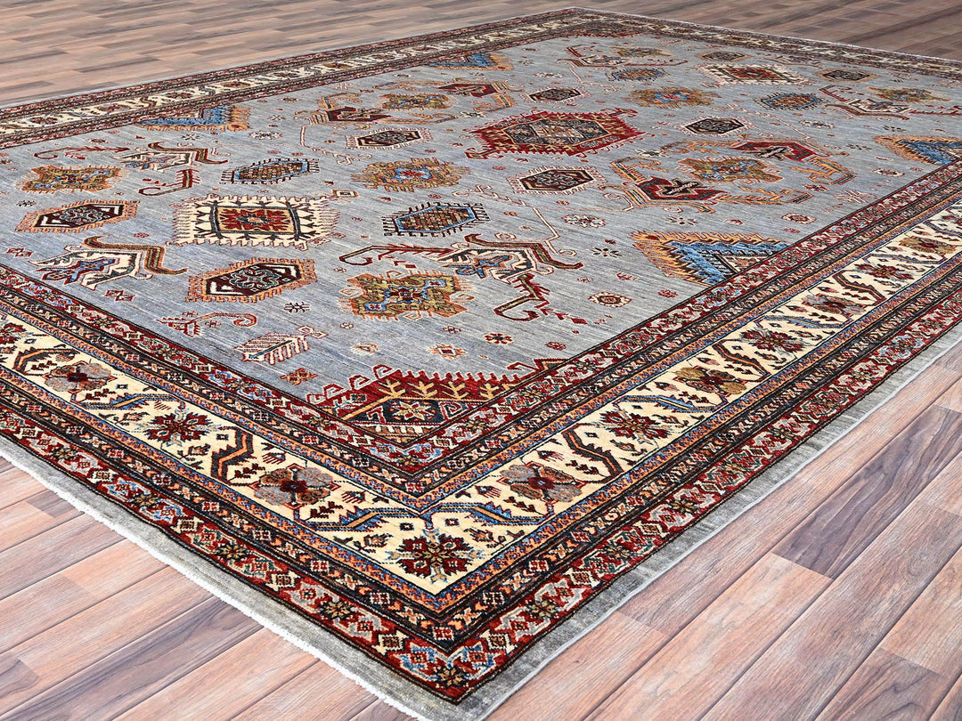 10'2" x 14'0" New Hand Knotted Grey Wool Rectangle Oriental Rug - MOA10286885